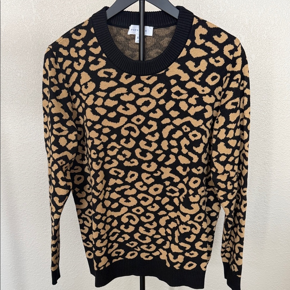 POPSUGAR Black and Tan Animal Print Sweater